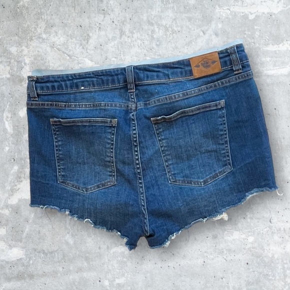 Wild Blue Button Fly, Distressed Denim Shorts - Picture 2 of 13